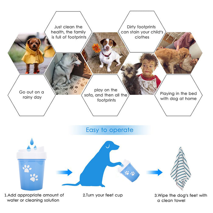 Dirty Paw Washer for Small Large Dogs, Paw Cleaner, Portable Pet Grooming Brush - inversacrawler