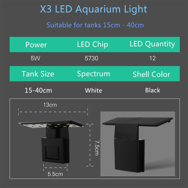 Super Slim LED Aquarium Lights Clip-on LED Plants Grow Light 5W/10W/15W Aquatic Freshwater Lamps Waterproof Lamp For Fish Tanks - inversacrawler