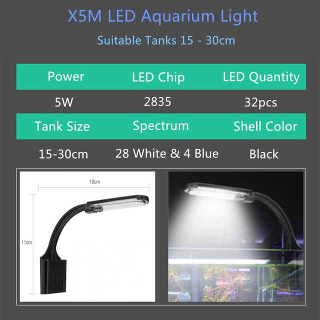 Super Slim LED Aquarium Lights Clip-on LED Plants Grow Light 5W/10W/15W Aquatic Freshwater Lamps Waterproof Lamp For Fish Tanks - inversacrawler