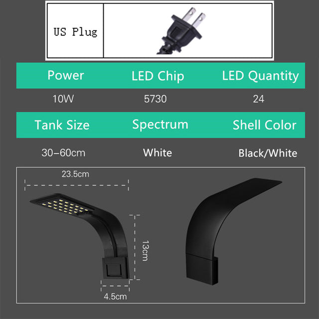 Super Slim LED Aquarium Lights Clip-on LED Plants Grow Light 5W/10W/15W Aquatic Freshwater Lamps Waterproof Lamp For Fish Tanks - inversacrawler