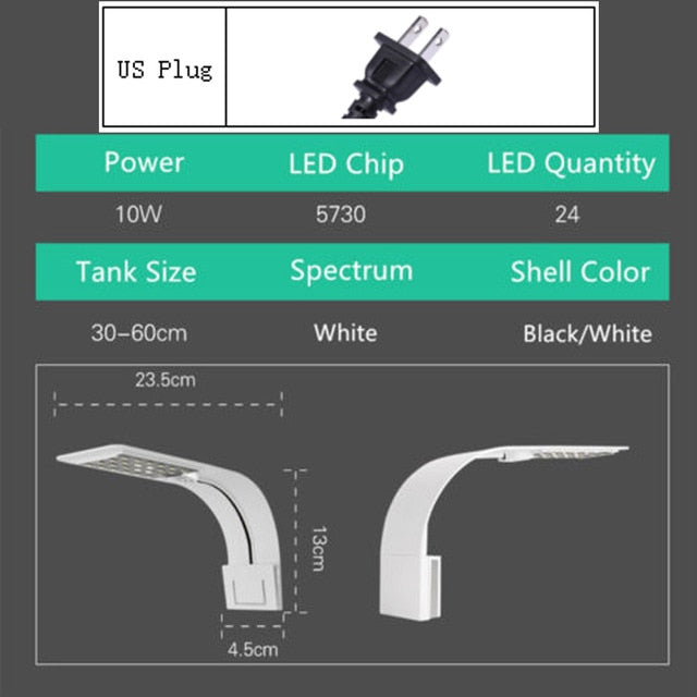 Super Slim LED Aquarium Lights Clip-on LED Plants Grow Light 5W/10W/15W Aquatic Freshwater Lamps Waterproof Lamp For Fish Tanks - inversacrawler