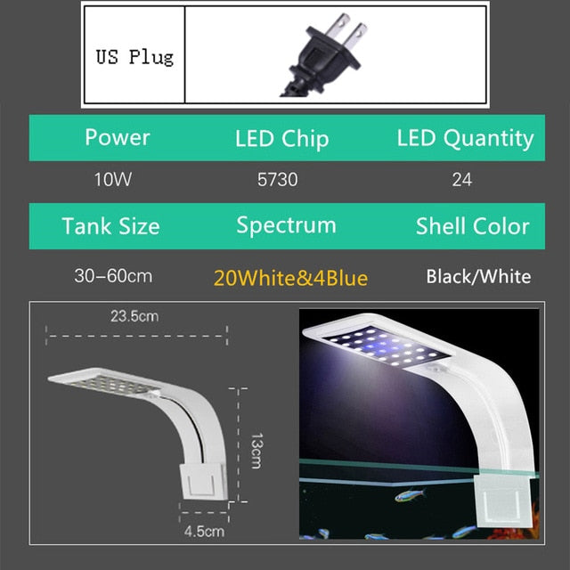 Super Slim LED Aquarium Lights Clip-on LED Plants Grow Light 5W/10W/15W Aquatic Freshwater Lamps Waterproof Lamp For Fish Tanks - inversacrawler